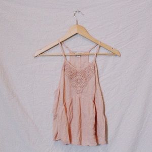LIGHT PINK TANK TOP WITH LACE DETAILING